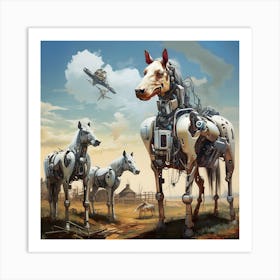 Surreal Cyborg Cows On A Farm Ai Art Depot 16 Art Print