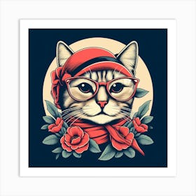 Cat In Glasses 3 Art Print