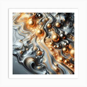 Abstract Gold Bubbles Art Print