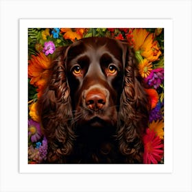 Flower Dog English Spaniel Art Print