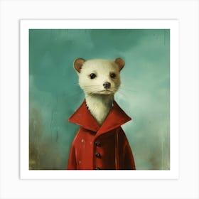 Ferret In A Red Coat Affiche