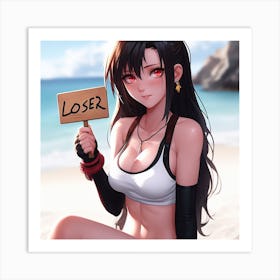 Tifa holding a "loser" sign Art Print