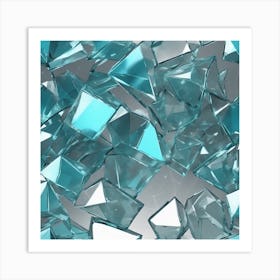 Blue Glass Fragments Art Print