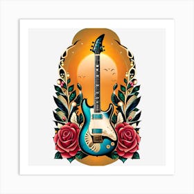 Electric Guitar With Roses 13 Art Print