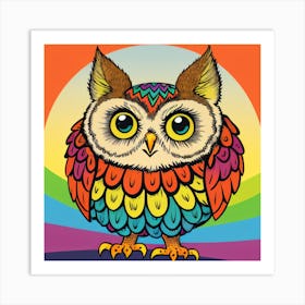 Rainbow Owl Art Print