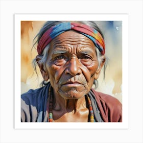 Old Woman In Nepal Art Print