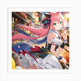 Anime Girl With Pink Hair 7 Art Print