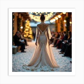 Wedding Dress In The Snow Art Print