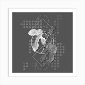 Vintage Figs Botanical with Line Motif and Dot Pattern in Ghost Gray Art Print