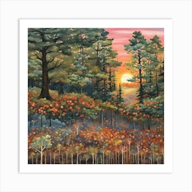 Sunset In The Woods 8 Art Print