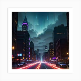 Streets Alive Energy and Light After Dark Art Print