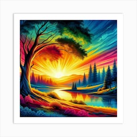 Sunset By The Lake 2 Art Print