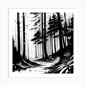 Black And White Forest Art Print