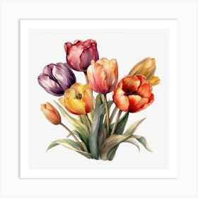 Watercolor Tulips 2 Art Print