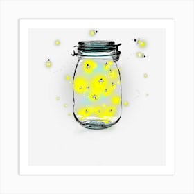 Mason Jar Fireflies Art Print