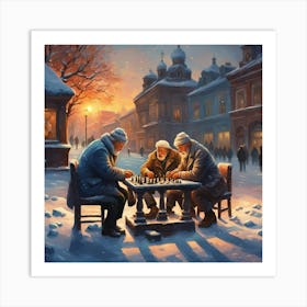 Playing Chess Art Print