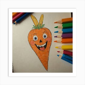 Carrot Drawing Art Print