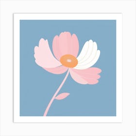 A White And Pink Flower In Minimalist Style Square Composition 418 Art Print