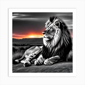 Lion At Sunset 10 Art Print