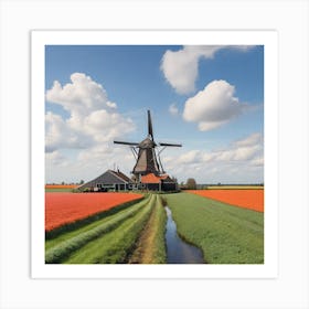 Windmill In The Field Art Print