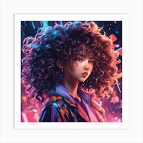 Anime Girl With Curly Hair Art Print