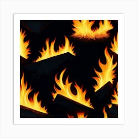 Seamless Pattern Of Fire 3 Art Print