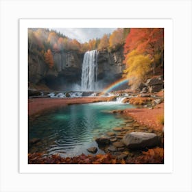 Rainbow Over Waterfall Art Print