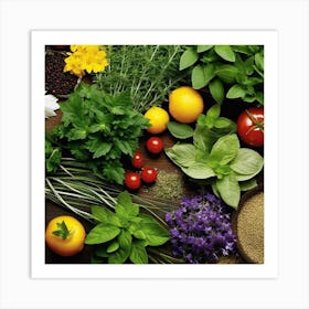 Herbs And Vegetables Art Print