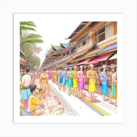 Holi Festival In Thailand 1 Art Print