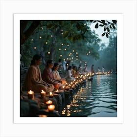 A Spiritual Light Festival Imbued With The Essence Of Faith Glow Of Sacred Lanterns Adorning An Anc (4) Art Print