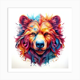 Colorful Bear Head 1 Art Print