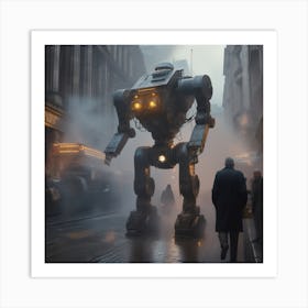 Giant Robot In A City 3 Art Print