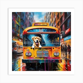 Dog On Bus Art Print