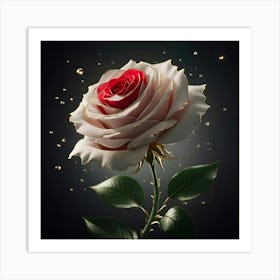 Beautiful red white rose Art Print