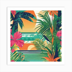 Tropical Beach Scene Art Print