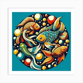 Goldfish In A Circle Art Print