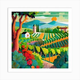 Firefly Beautiful Modern Lush Spanish Vinyard Landscape 83445 Art Print