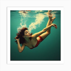 Underwater Woman In Bikini 1 Art Print