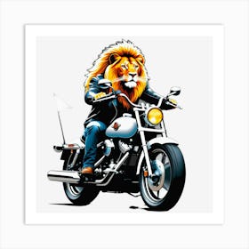 Lion On A Motorcycle Art Print