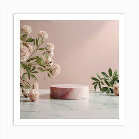 Pink Roses On A Marble Table 1 Art Print