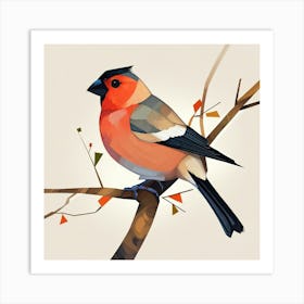 Cubism Art, Bullfinch bird Art Print