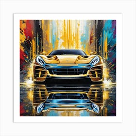 Gold Car Art Print