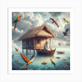 Parrots In The House Art Print