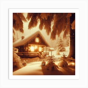 Cabin In The Snow 2 Art Print