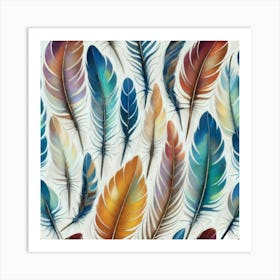 Feathers oil painting abstract painting art 1 Art Print