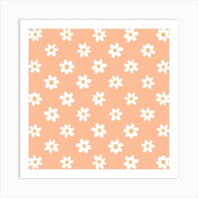 Peach Fuzz Daisy Pattern Art Print