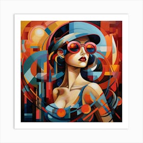 Abstract Of A Woman Wearing Sunglasses Art Print