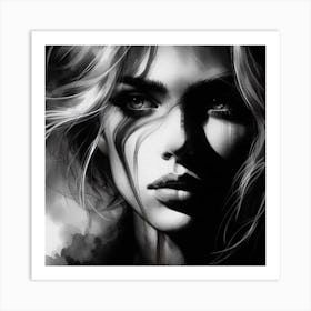 Black And White Portrait Of A Woman 24 Art Print