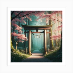 Torii Gate In The Forest Art Print