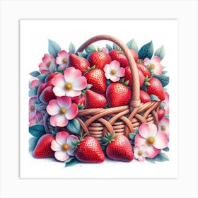 A basket of strawberries 2 Art Print